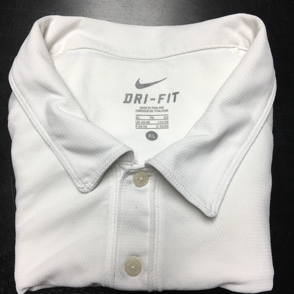 NIKE DRI-FIT XL POLYESTER WHITE 3-BUTTON POLO EUC - Picture 2 of 8